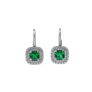 Earrings in 18kt White Gold with Green Zircons