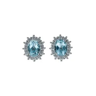 Women's 18kt White Gold Earrings with Blue Topaz