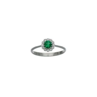 White Gold Ring with Green Zircons
