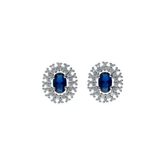 Women's 18kt White Gold Earrings with Blue Zirconia