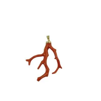 Branch Pendant in Coral and 925 Sterling Silver