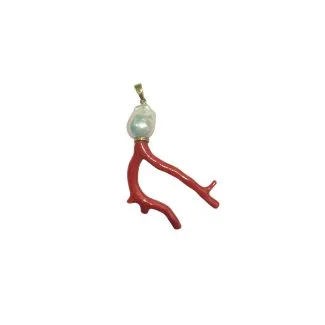 Branch Pendant in Sciacca Coral and 18kt Gold
