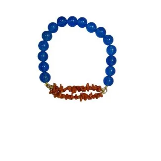 Elasticated Coral Bracelet with Colourful Gemstones