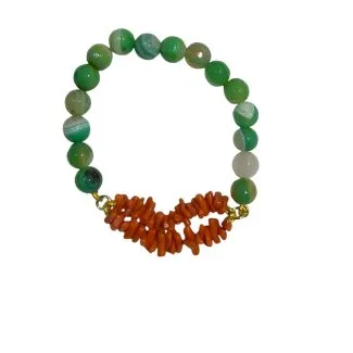 Stretch Coral Bracelet with Gemstones