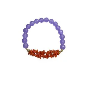 Patricia Oro Creations Elasticated Coral Bracelet with Colourful Gemstones