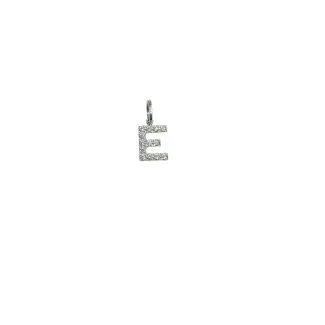 Initial E Pendant in 18kt White Gold and Zirconia