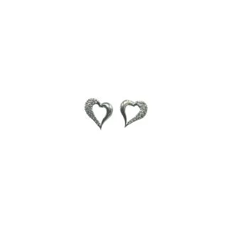 Heart Earrings with Zircons in 18kt White Gold