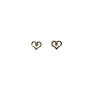 Heart Earrings with Zircons in 18kt Yellow Gold