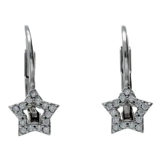 Girl's Star Earrings with Zircons, 18kt Gold