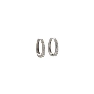 Hoop Earrings with Zircons in 18kt White Gold
