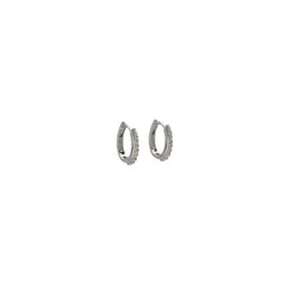18ct White Gold Hoop Earrings with Zircons