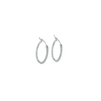 Hoop Earrings with Zircons in 18kt White Gold