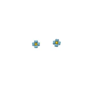 Enamelled Flower Earrings for Girls, 18kt Gold 1g