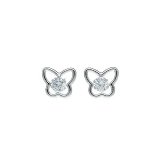 Butterfly Earrings with Zircon in 18kt White Gold