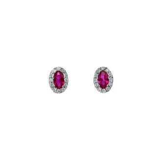 Screw Earrings in 18kt Gold with Red Zircon