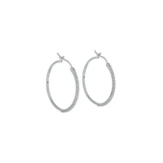 18kt White Gold Hoop Earrings with Cubic Zirconia