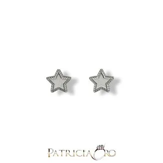 Star Earrings for Little Girls in 18kt White Gold