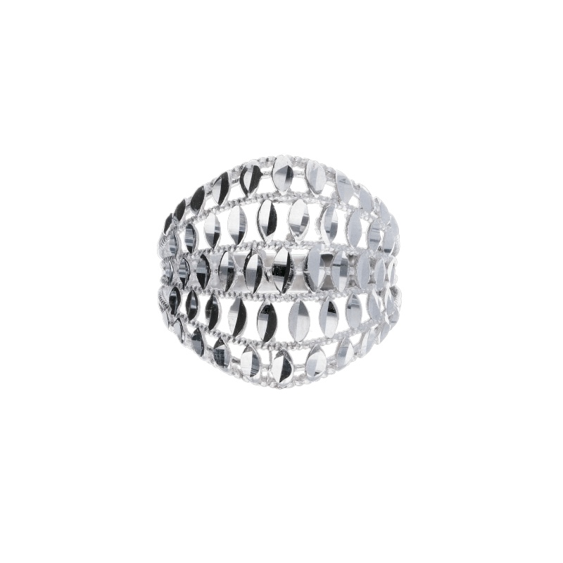 Anello da donna in oro bianco 750, un gioiello di lusso perfetto per un'occasione speciale. (Vista 2)