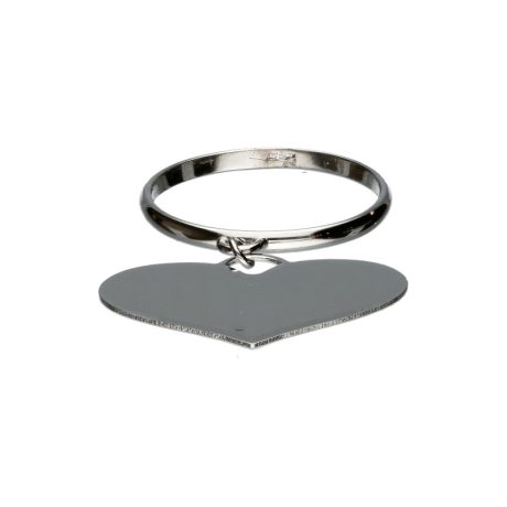 Anello Donna in Oro Bianco 750 con Cuore Pendente