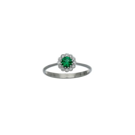 Anello Donna in Oro Bianco 750 con Zirconi Verdi