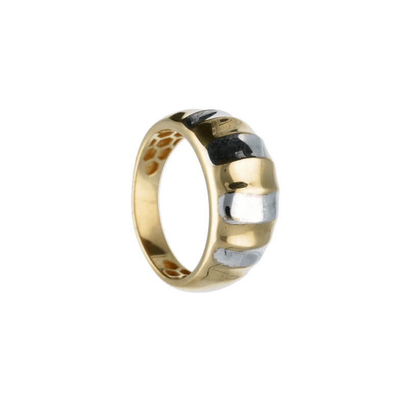 Splendido anello da donna in oro bicolore 750, un gioiello di lusso perfetto per un'occasione speciale. (Vista 2)