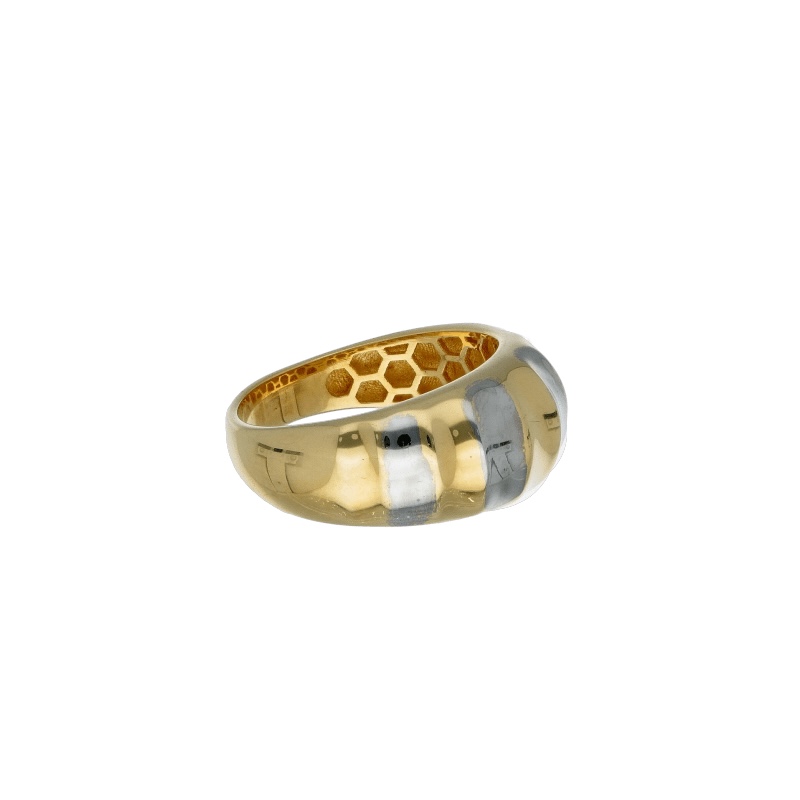 Splendido anello da donna in oro bicolore 750, un gioiello di lusso perfetto per un'occasione speciale. (Vista 3)