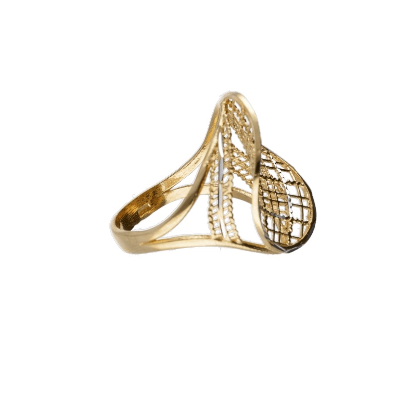 Splendido anello da donna in oro bicolore 750, un gioiello di lusso perfetto per un'occasione speciale. (Vista 2)