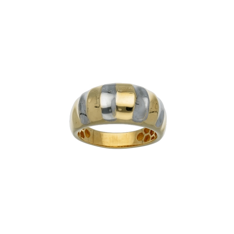 Splendido anello da donna in oro bicolore 750, un gioiello di lusso perfetto per un'occasione speciale.