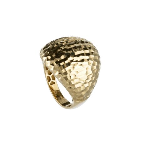 Anello Donna in Oro Giallo 750 Martellato a Mano
