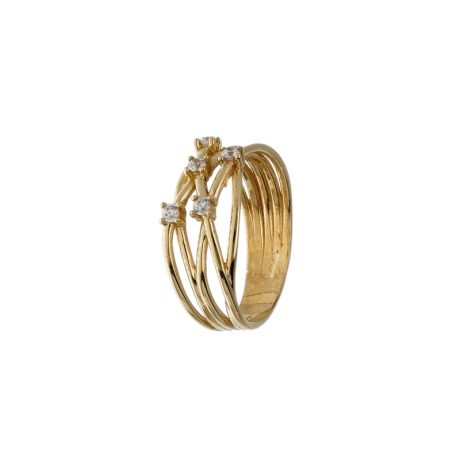 Anello Donna Oro Giallo 750 con Zirconi Bianchi