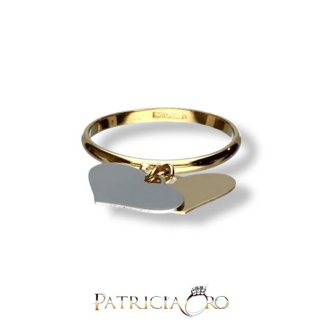 Anello Donna con Pendente Cuore Bicolore Oro 18kt