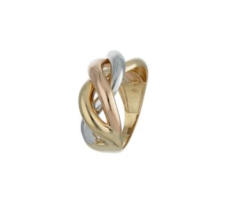 Anello Tre Colori Donna in Oro 750: un gioiello di lusso che incarna l'eleganza senza tempo, perfetto per un'idea regalo preziosa.