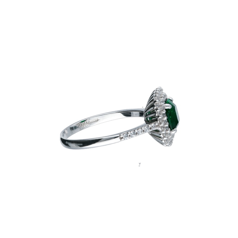 Anello con zirconi colorati in oro bianco 750, un gioiello di lusso perfetto per un'idea regalo preziosa. (Vista 2)