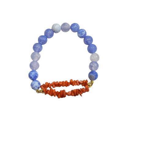 Bracciale in Corallo Elasticizzato con Pietre Colorate
