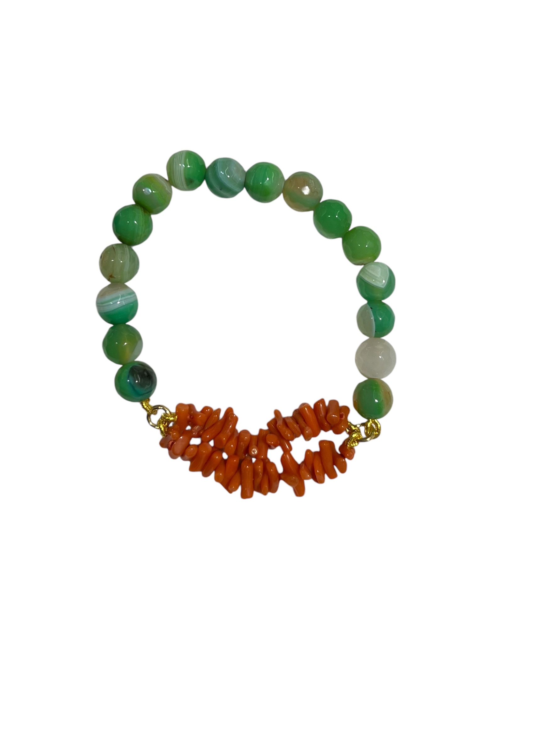 Bracciale in corallo elasticizzato Patricia Oro Creations, un gioiello made in italy di alta gioielleria con pietre colorate, perfetto come idea regalo preziosa.