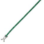 Splendido bracciale tennis in oro con zirconi verdi, un gioiello di lusso perfetto per un'occasione speciale. (Vista 3)