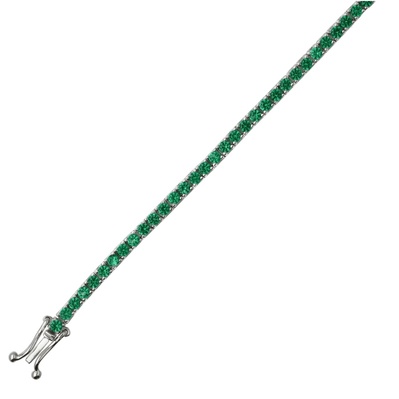 Splendido bracciale tennis in oro con zirconi verdi, un gioiello di lusso perfetto per un'occasione speciale. (Vista 3)