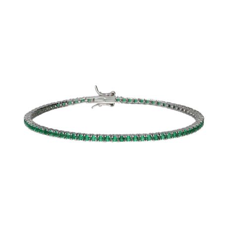 Bracciale Tennis in Oro Bianco 18k con Zirconi Verdi