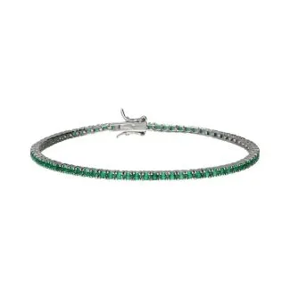 Tennis Bracelet in 18kt White Gold with Green Zircons