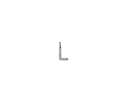 Ciondolo Lettera L in Oro Bianco 750 con Zirconi