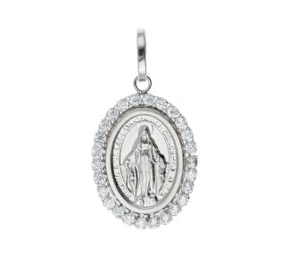 Ciondolo Madonna Immacolata in oro bianco 750, un gioiello di lusso perfetto come idea regalo preziosa.