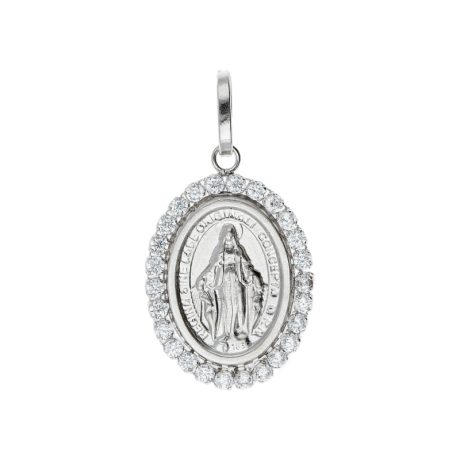 Ciondolo Madonna Immacolata Oro Bianco 750