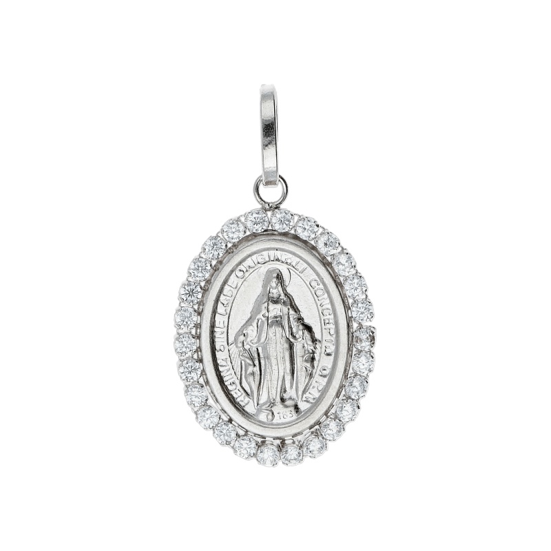 Ciondolo Madonna Immacolata in oro bianco 750, un gioiello di lusso perfetto come idea regalo preziosa.