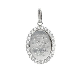 Ciondolo Madonna Immacolata in oro bianco 750, un gioiello di lusso perfetto come idea regalo preziosa. (Vista 2)