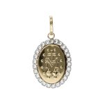 Splendido ciondolo Madonna Immacolata in oro bicolore 750, un gioiello di lusso perfetto come idea regalo preziosa. (Vista 2)