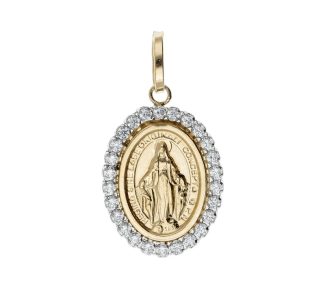 Splendido ciondolo Madonna Immacolata in oro bicolore 750, un gioiello di lusso perfetto come idea regalo preziosa.