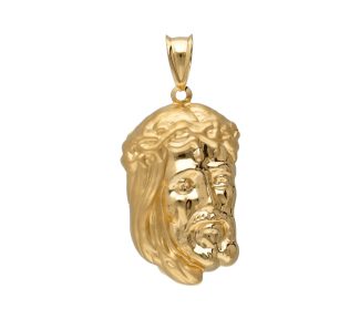 Ciondolo Volto di Cristo in oro giallo 750: un gioiello di lusso per un'eleganza senza tempo.