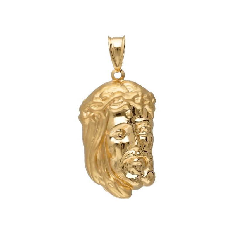 Ciondolo Volto di Cristo in oro giallo 750: un gioiello di lusso per un'eleganza senza tempo.