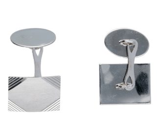 Eleganti gemelli in oro bianco 750, un esempio di gioielli di lusso per l'uomo che ama l'alta gioielleria. (Vista 2)