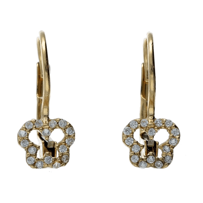 Splendidi orecchini a farfalla per bambina in oro giallo 750, un gioiello di lusso perfetto per un regalo prezioso.